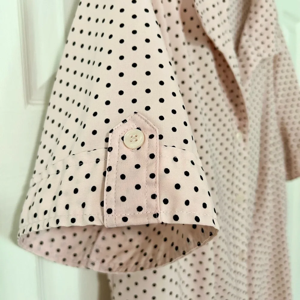 Vintage Blouse Notations pink/black polka dots woman size xlarge - Picture 3 of 4